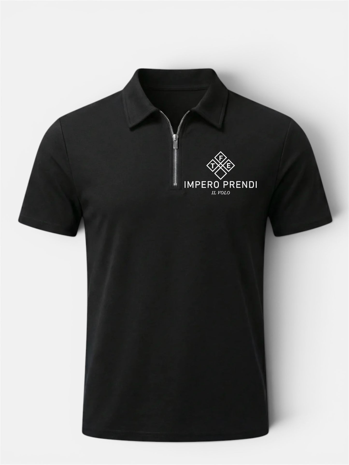 Unisex Mock Neck Quarter Zip Polo Shirt